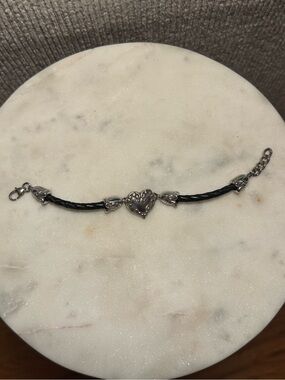 Brighton Heart Charm Black Braided Cord Bracelet